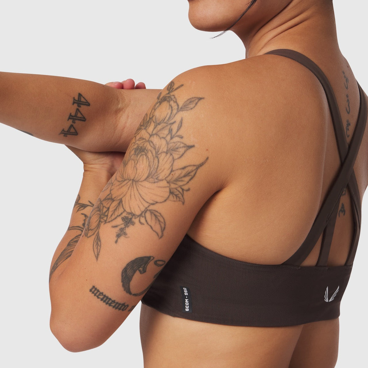 W039. LYCRA® Hybrid Sports Bra - Dark Earth | ASRV