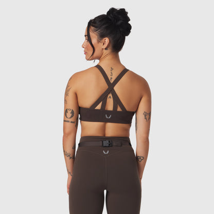 W039. LYCRA® Hybrid Sports Bra - Dark Earth | ASRV