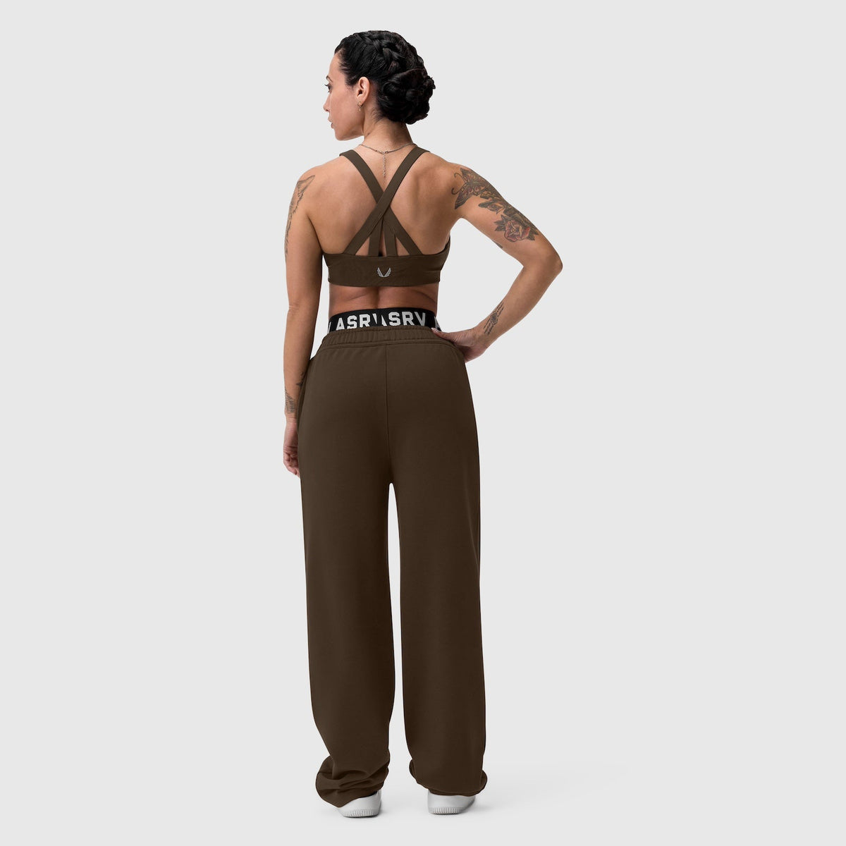 W039. LYCRA® Hybrid Sports Bra - Dark Earth | ASRV