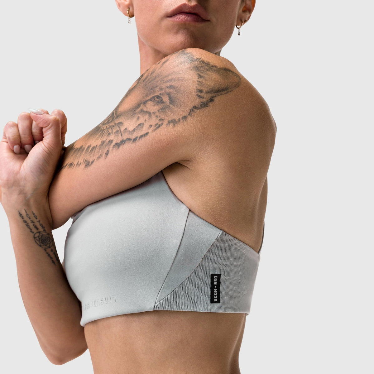 W039. LYCRA® Hybrid Sports Bra - Slate Grey | ASRV