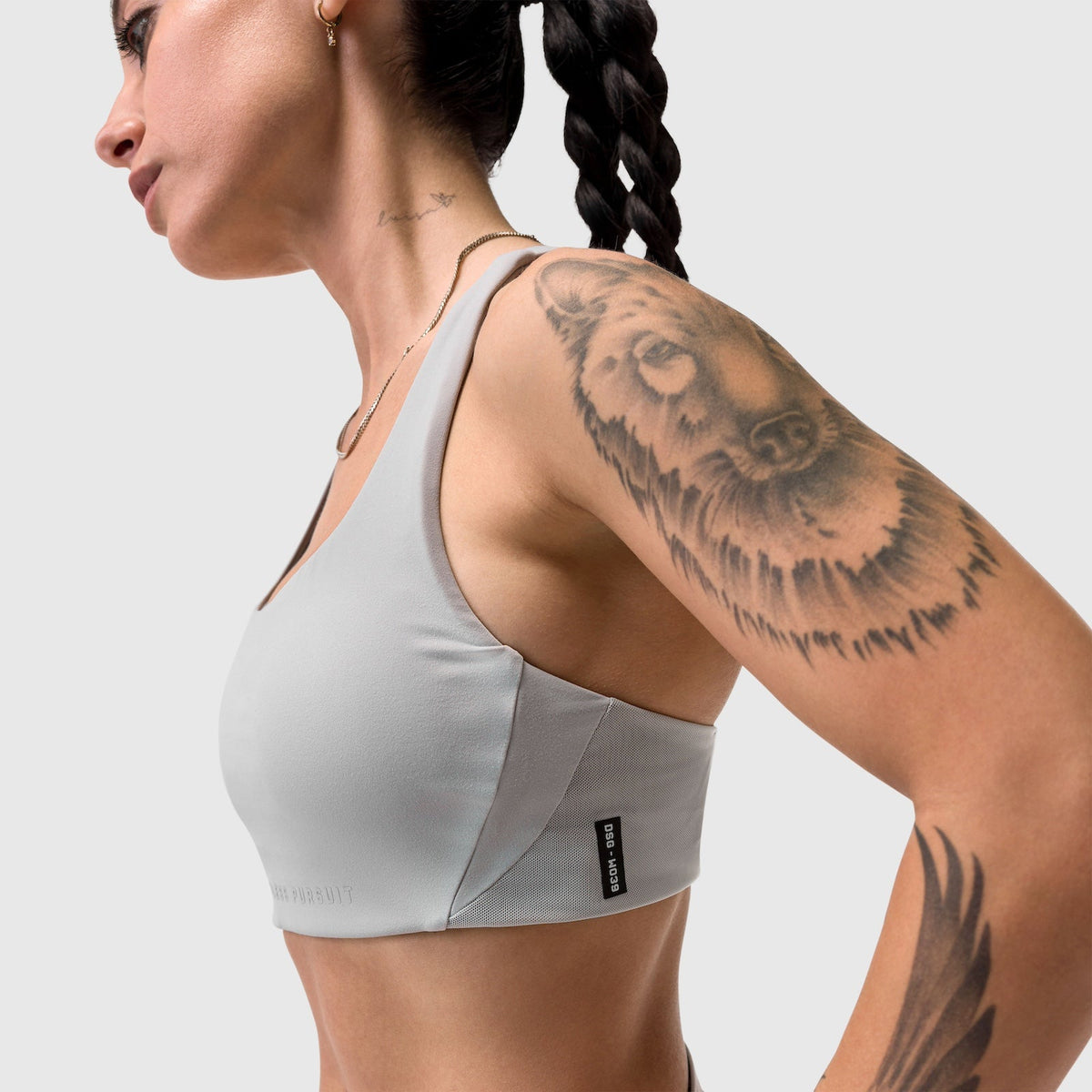 W039. LYCRA® Hybrid Sports Bra - Slate Grey | ASRV