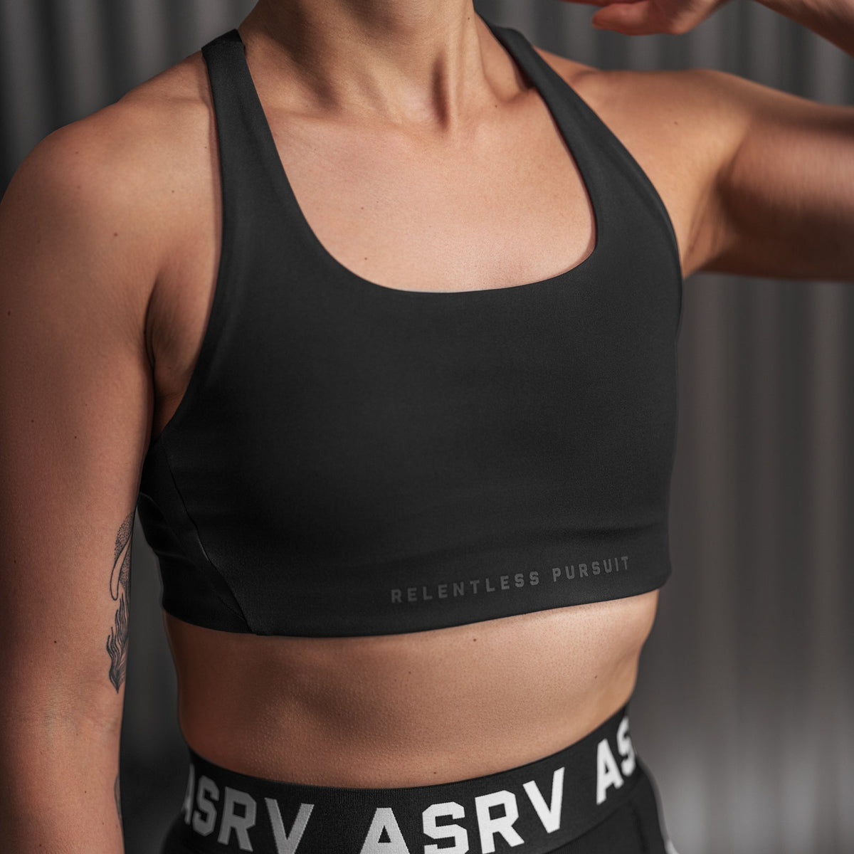 W039. LYCRA® Hybrid Sports Bra - Black | ASRV
