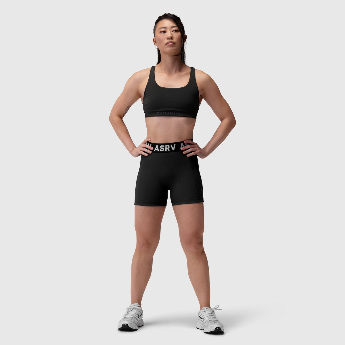 W039. LYCRA® Hybrid Sports Bra - Black | ASRV