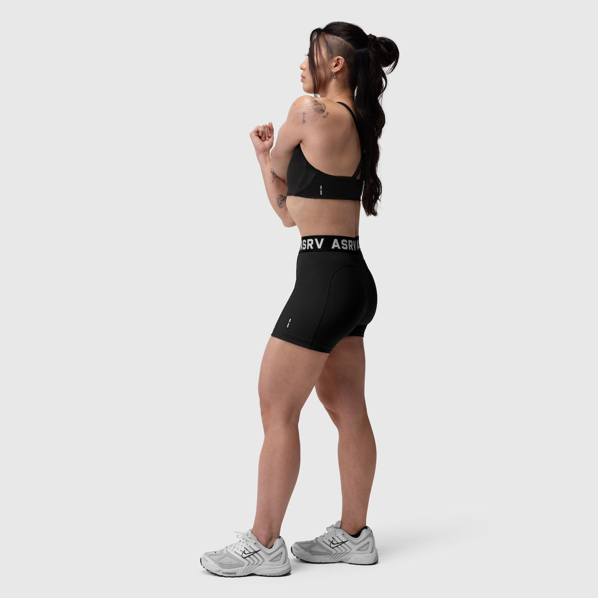 W039. LYCRA® Hybrid Sports Bra - Black | ASRV