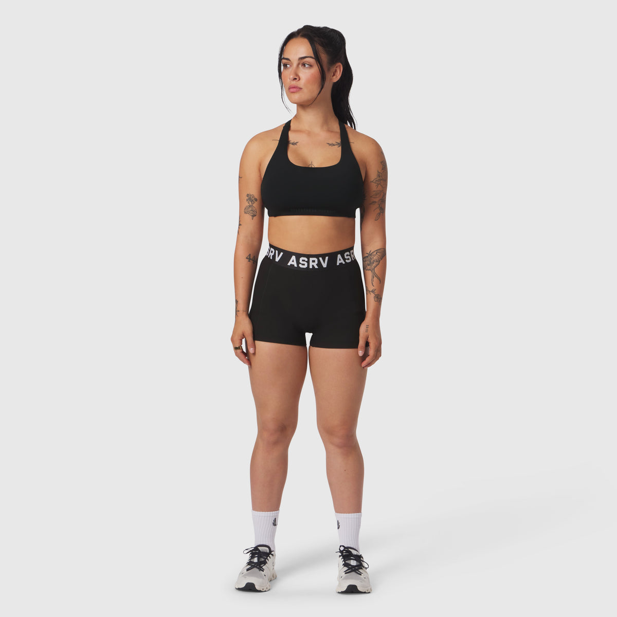 W039. LYCRA® Hybrid Sports Bra - Black | ASRV