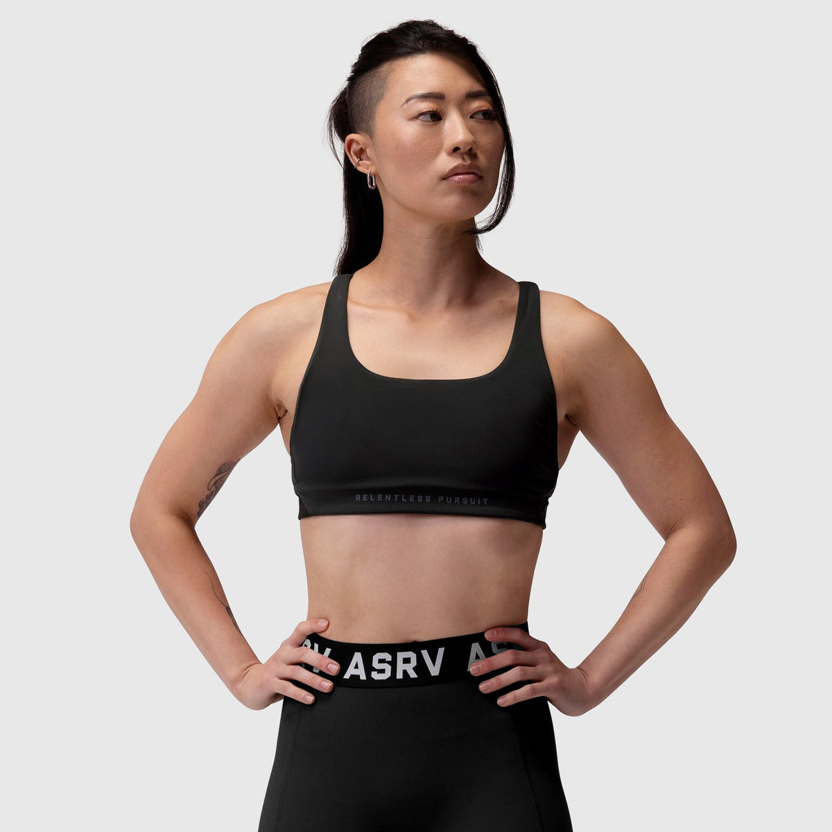 W039. LYCRA® Hybrid Sports Bra - Black | ASRV