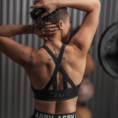 W039. LYCRA® Hybrid Sports Bra - Black | ASRV