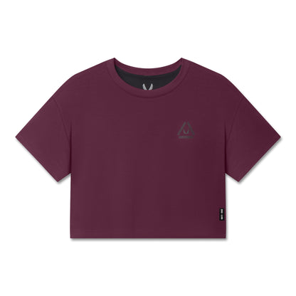 W082. SUPIMA® Ice-Skin™ Reversible Crop Tee - Merlot/Black | ASRV