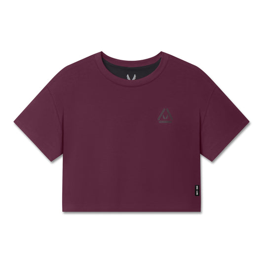 W082. SUPIMA® Ice-Skin™ Reversible Crop Tee - Merlot/Black | ASRV