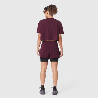 W082. SUPIMA® Ice-Skin™ Reversible Crop Tee - Merlot/Black | ASRV