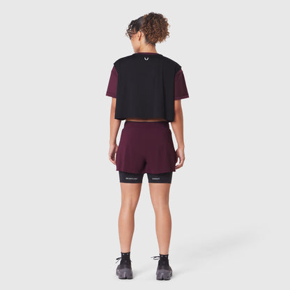 W082. SUPIMA® Ice-Skin™ Reversible Crop Tee - Merlot/Black | ASRV