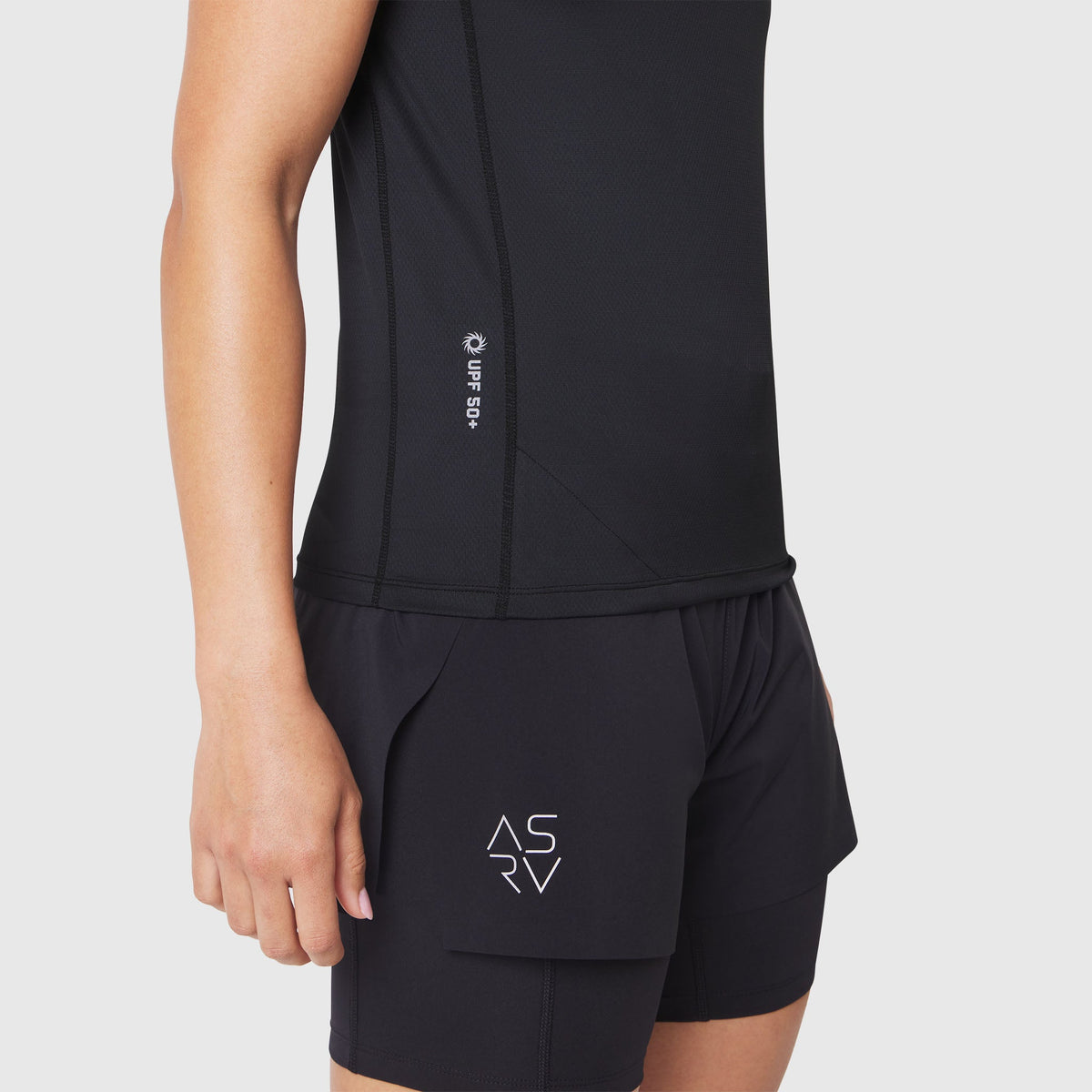 W086. AEROSILVER® UPF50+ Run Tee - Black | ASRV
