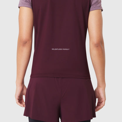 W086. AEROSILVER® UPF50+ Run Tee - Merlot | ASRV