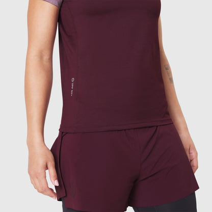 W086. AEROSILVER® UPF50+ Run Tee - Merlot | ASRV