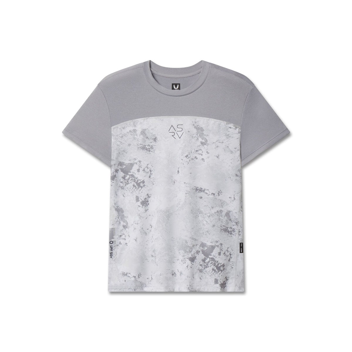 W086. AEROSILVER® UPF50+ Run Tee - Sedona Snow Camo | ASRV