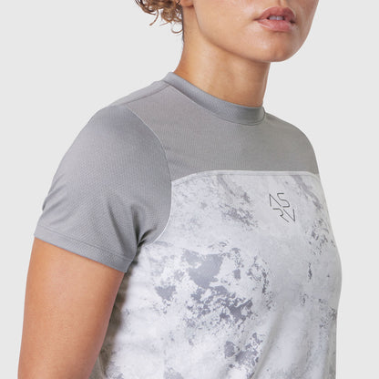 W086. AEROSILVER® UPF50+ Run Tee - Sedona Snow Camo | ASRV