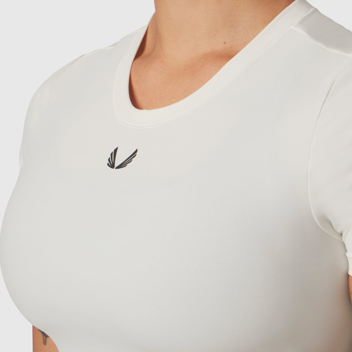 W019. LYCRA® Cropped Tee - Ivory Cream | ASRV