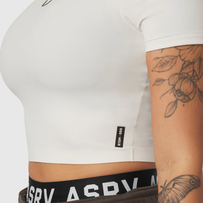 W019. LYCRA® Cropped Tee - Ivory Cream | ASRV