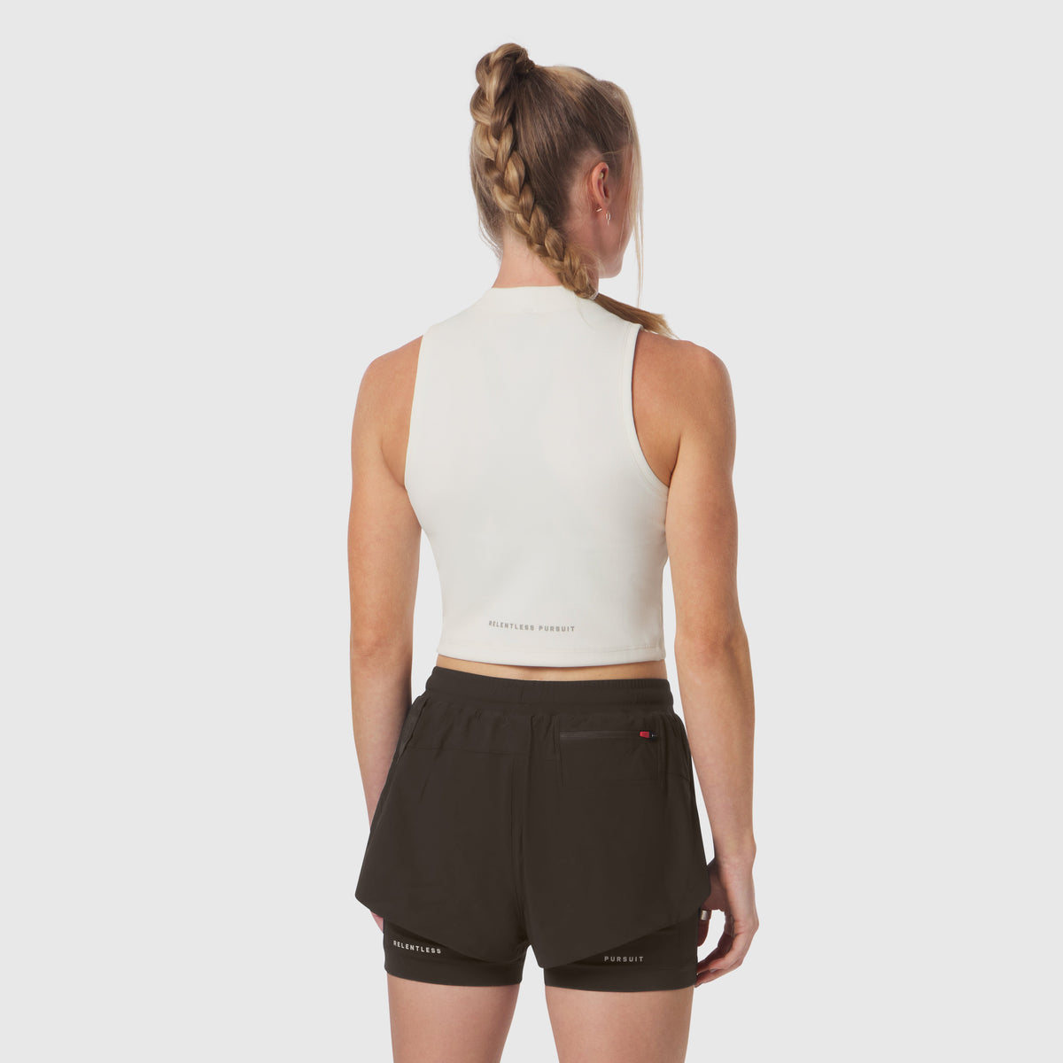 W023. LYCRA® Ribbed Mockneck Tank - Ivory Cream | ASRV