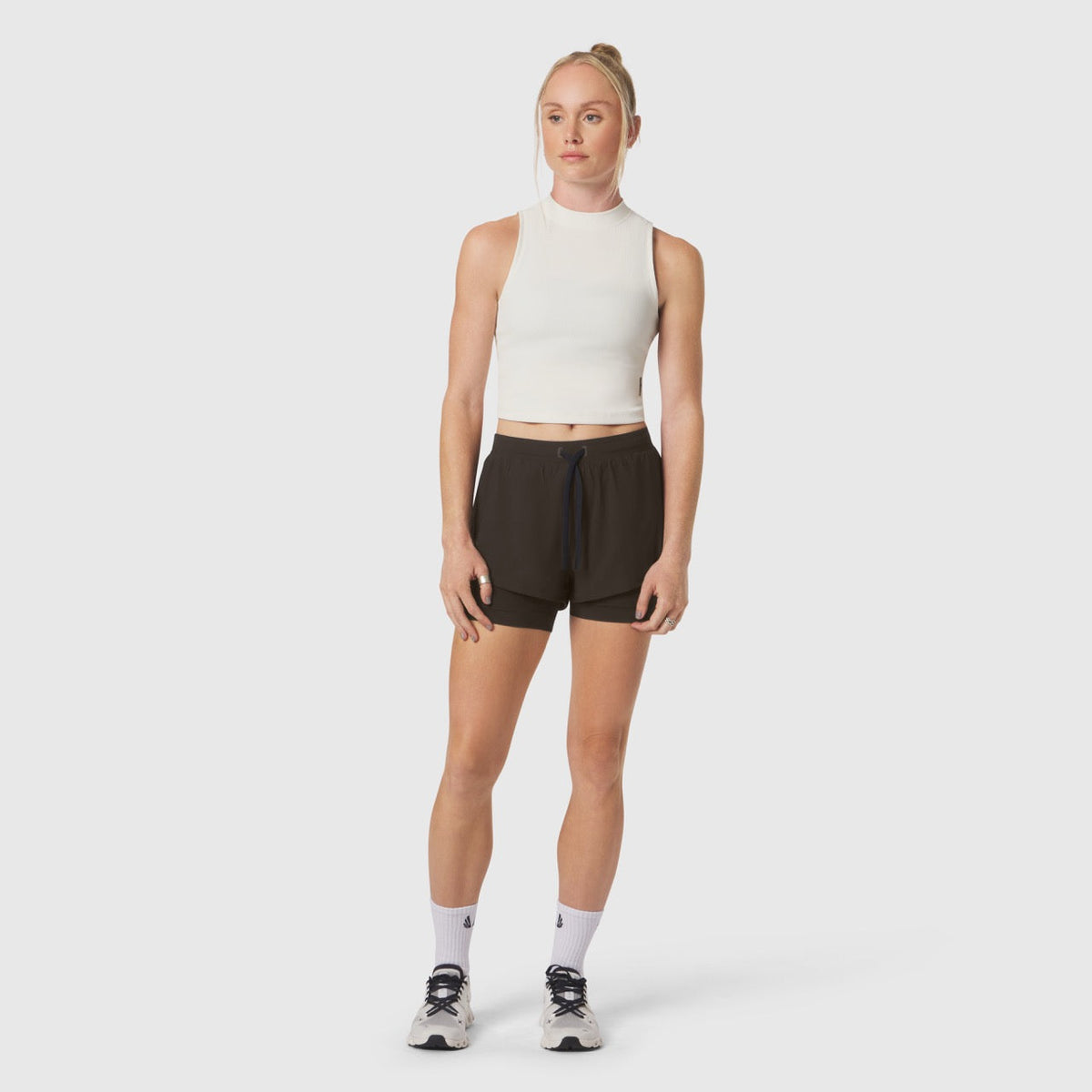 W023. LYCRA® Ribbed Mockneck Tank - Ivory Cream | ASRV