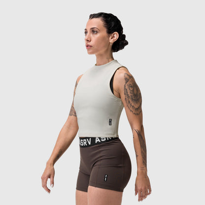 W023. LYCRA® Ribbed Mockneck Tank - Ivory Cream | ASRV