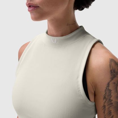 W023. LYCRA® Ribbed Mockneck Tank - Ivory Cream | ASRV