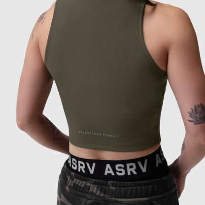 W023. LYCRA® Ribbed Mockneck Tank - Olive | ASRV