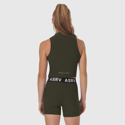 W023. LYCRA® Ribbed Mockneck Tank - Olive | ASRV