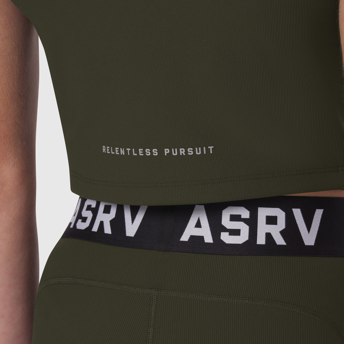 W023. LYCRA® Ribbed Mockneck Tank - Olive | ASRV