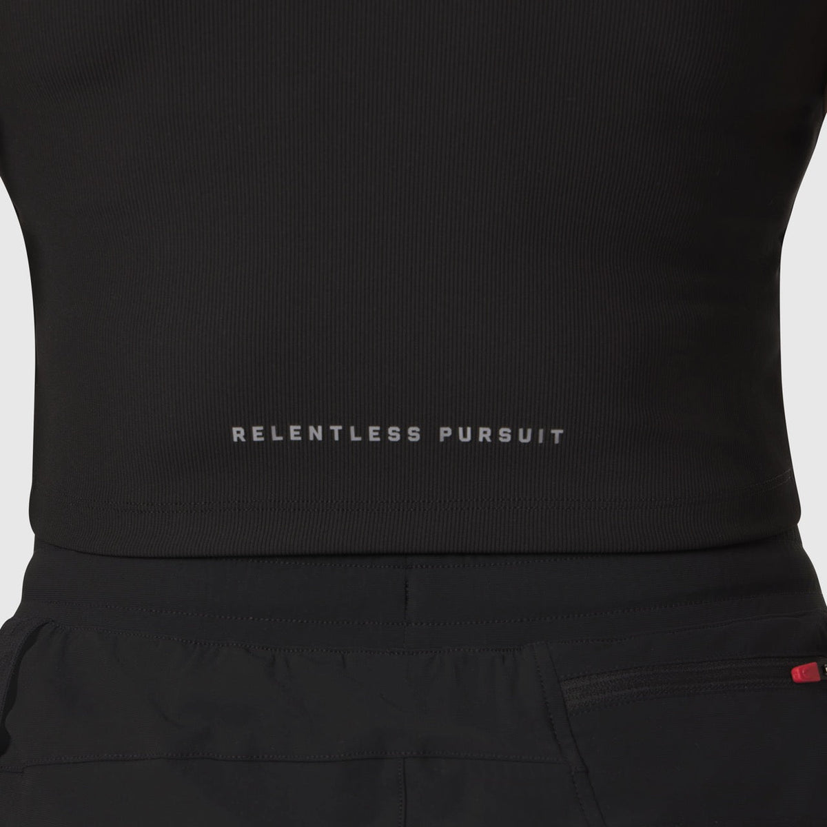 W023. LYCRA® Ribbed Mockneck Tank - Black | ASRV