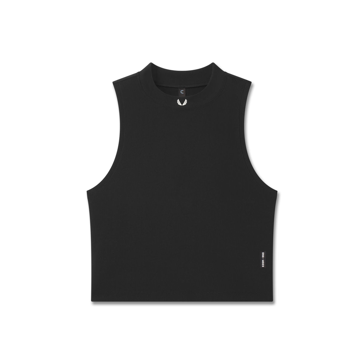 W023. LYCRA® Ribbed Mockneck Tank - Black | ASRV