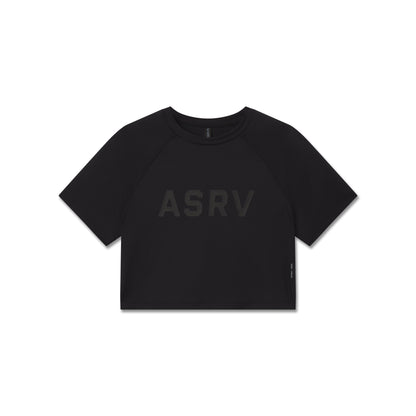 W018. AeroSilver® Cropped Tee - Black "ASRV" | ASRV