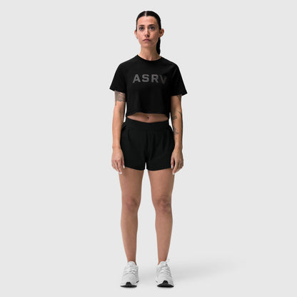W018. AeroSilver® Cropped Tee - Black "ASRV" | ASRV