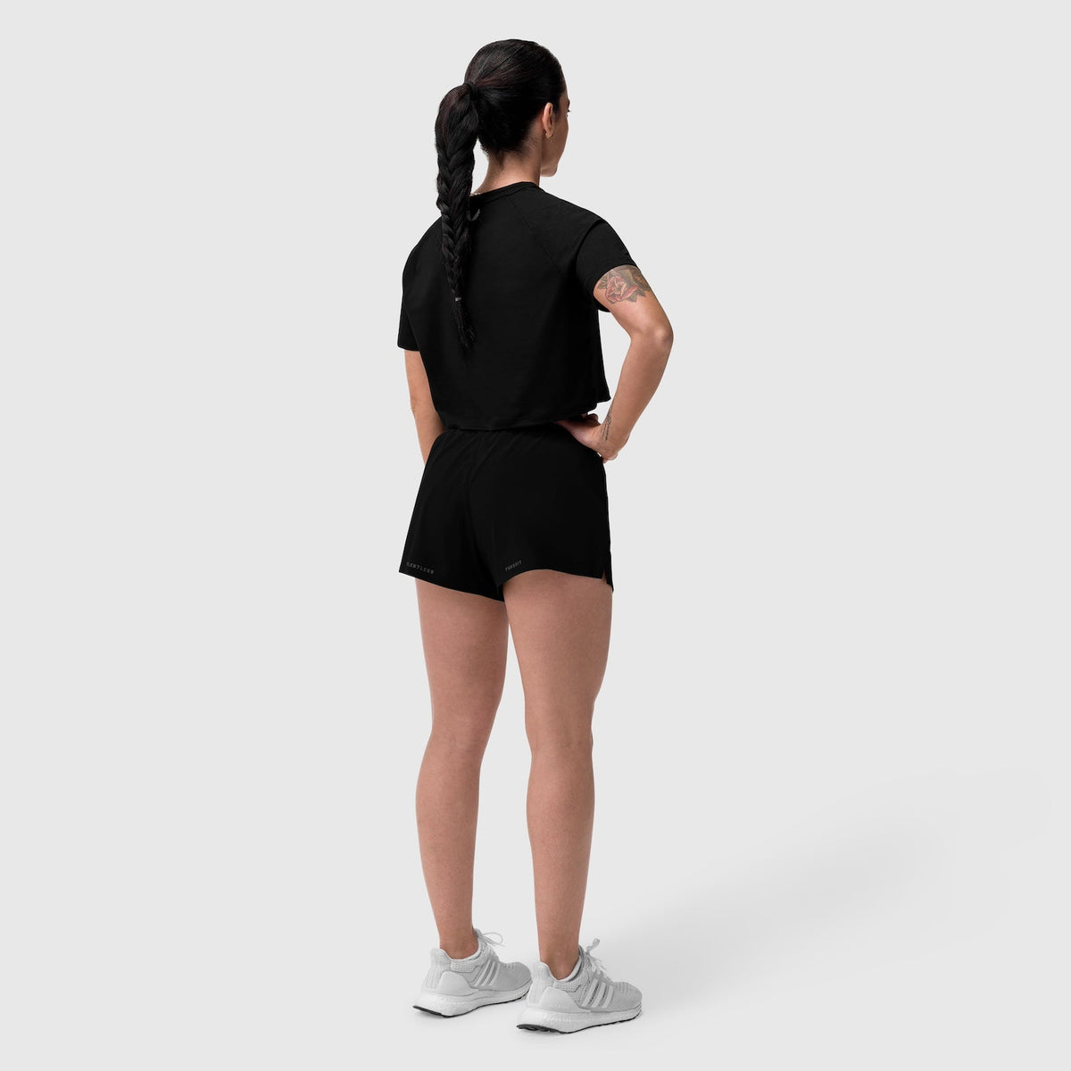 W018. AeroSilver® Cropped Tee - Black "ASRV" | ASRV