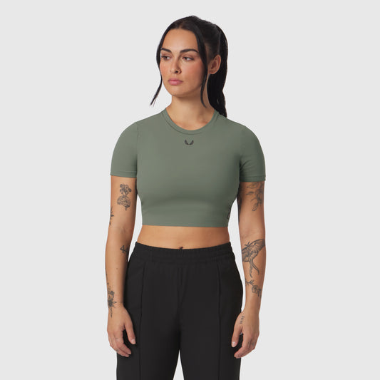 W019. LYCRA® Cropped Tee - Sage | ASRV