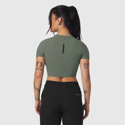 W019. LYCRA® Cropped Tee - Sage | ASRV
