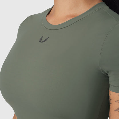 W019. LYCRA® Cropped Tee - Sage | ASRV