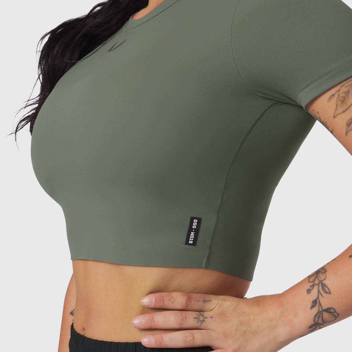 W019. LYCRA® Cropped Tee - Sage | ASRV