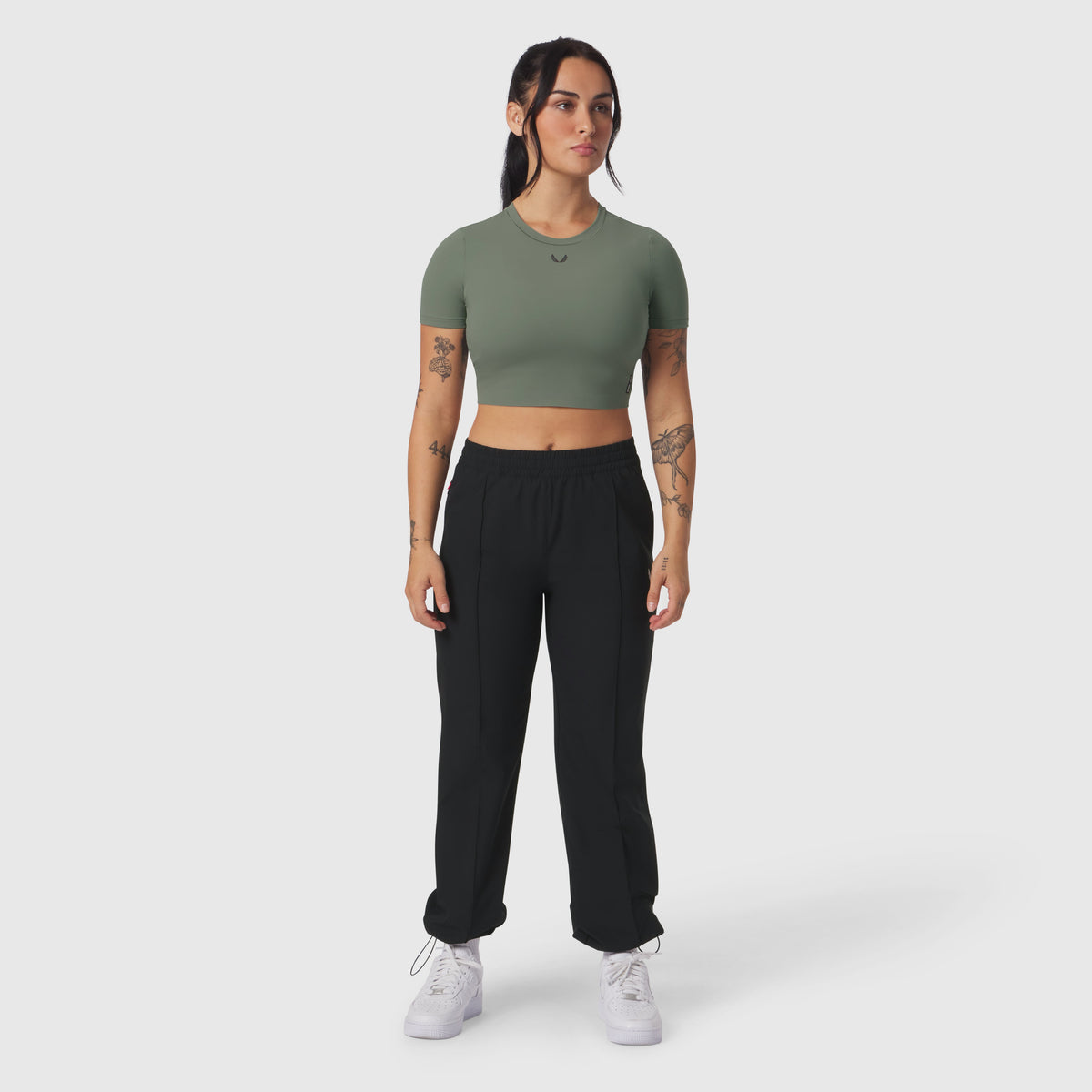 W019. LYCRA® Cropped Tee - Sage | ASRV