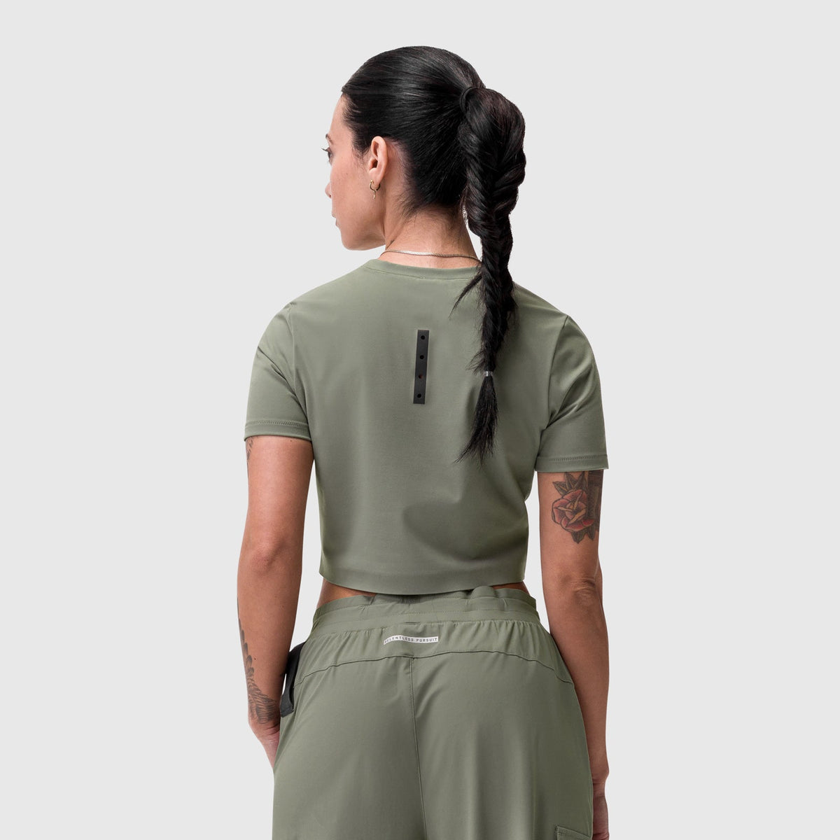 W019. LYCRA® Cropped Tee - Sage | ASRV