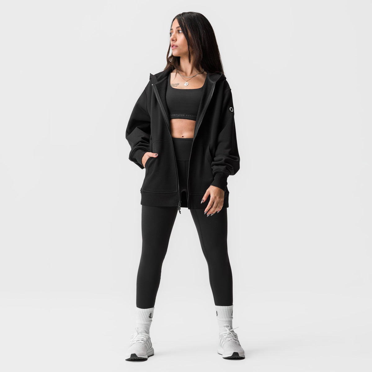 ASRV x Equinox Sorona® French-Terry Oversized Zip Hoodie - Black | ASRV