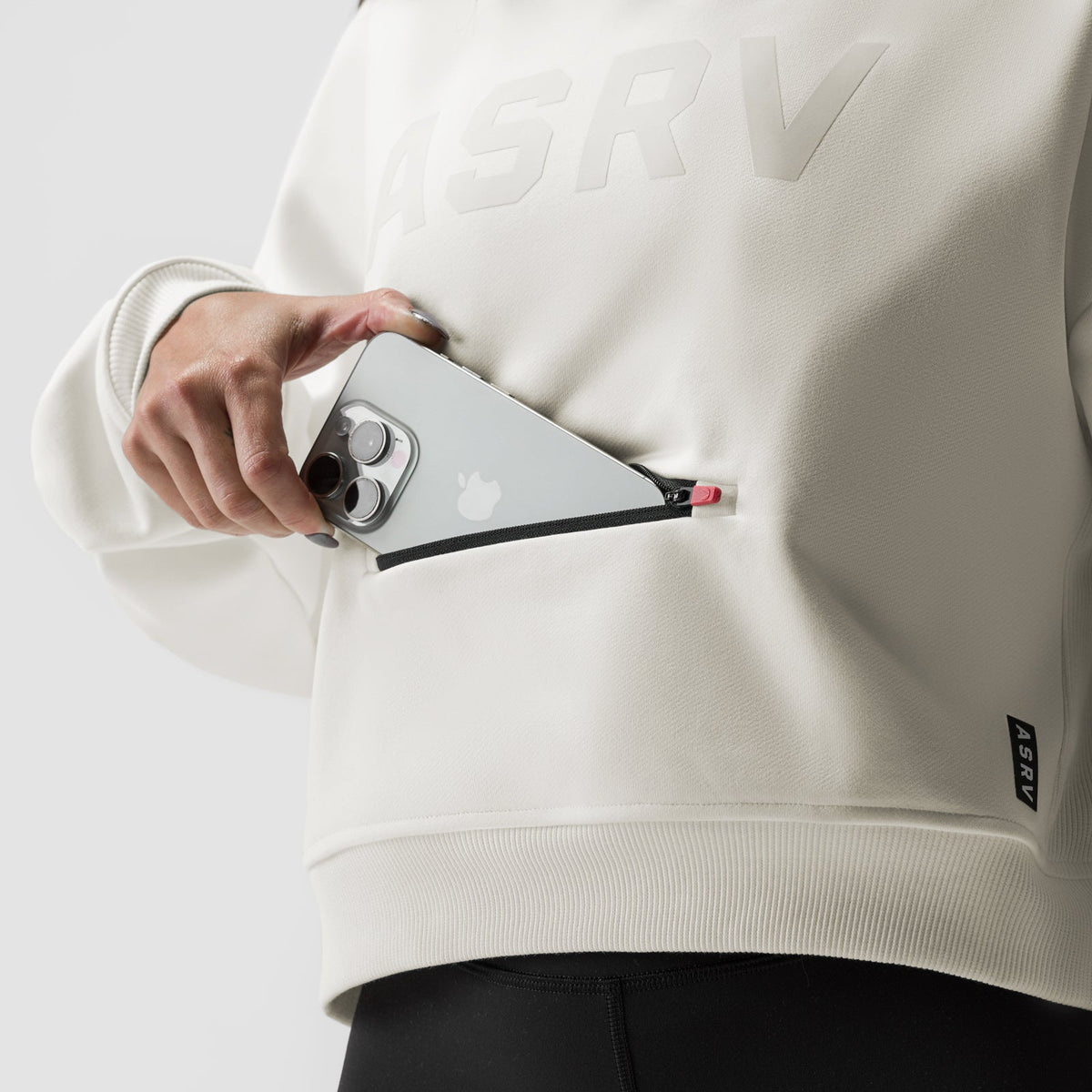 ASRV x Equinox Sorona® French-Terry Cropped Hoodie - Ivory Cream | ASRV