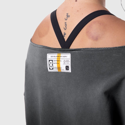 W049. Raw Hem Oversized Crewneck - Black Sun Fade | ASRV