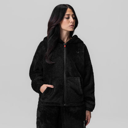1005. Women's Sherpa Recovery Full Zip Hoodie - Black/White | ASRV