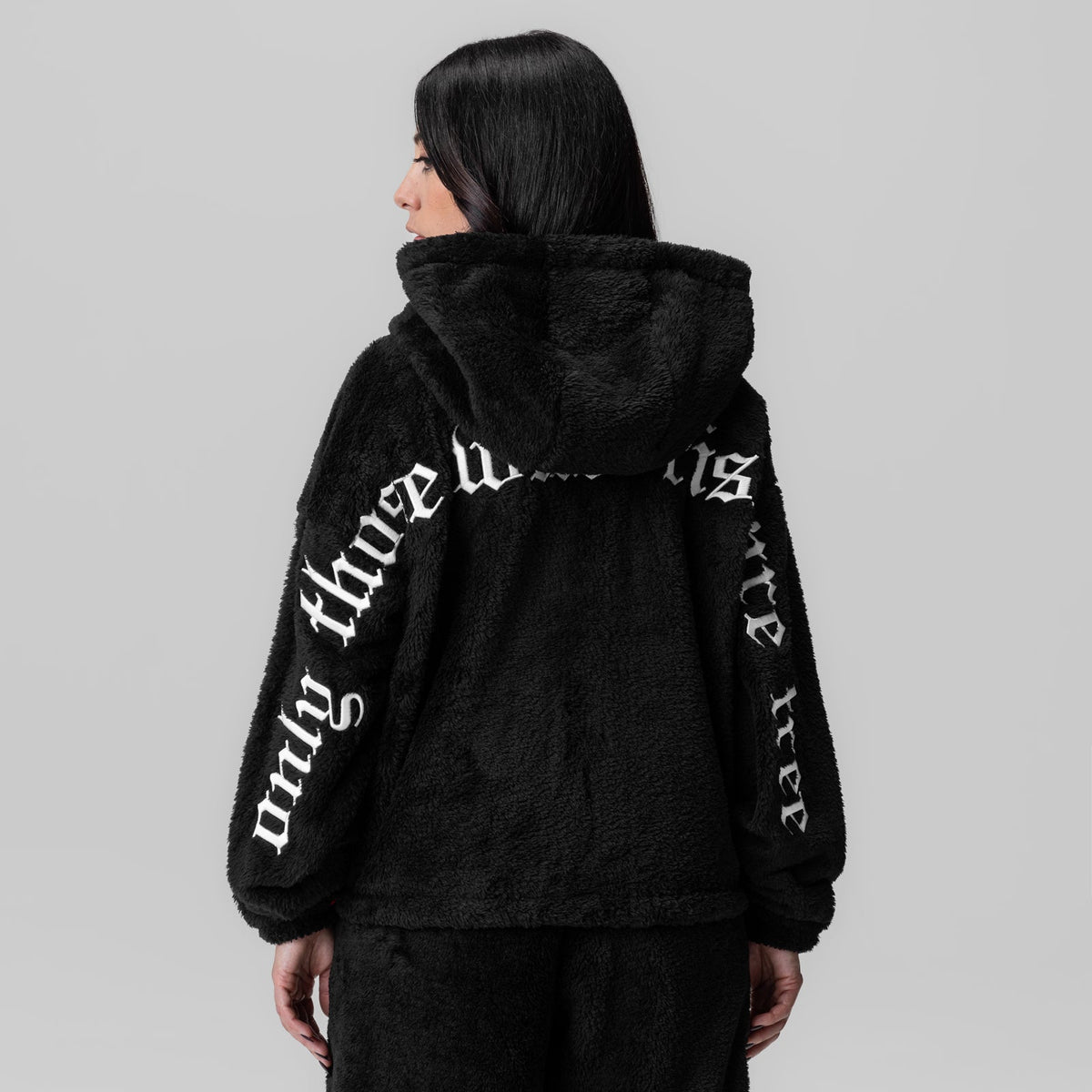1005. Women's Sherpa Recovery Full Zip Hoodie - Black/White | ASRV