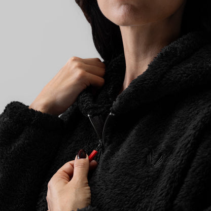 1005. Women's Sherpa Recovery Full Zip Hoodie - Black/White | ASRV
