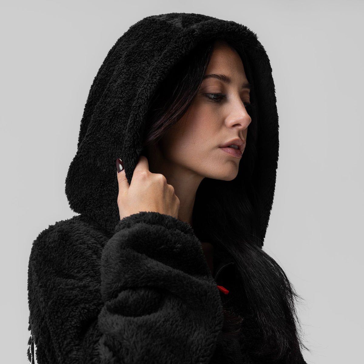 1005. Women's Sherpa Recovery Full Zip Hoodie - Black/White | ASRV