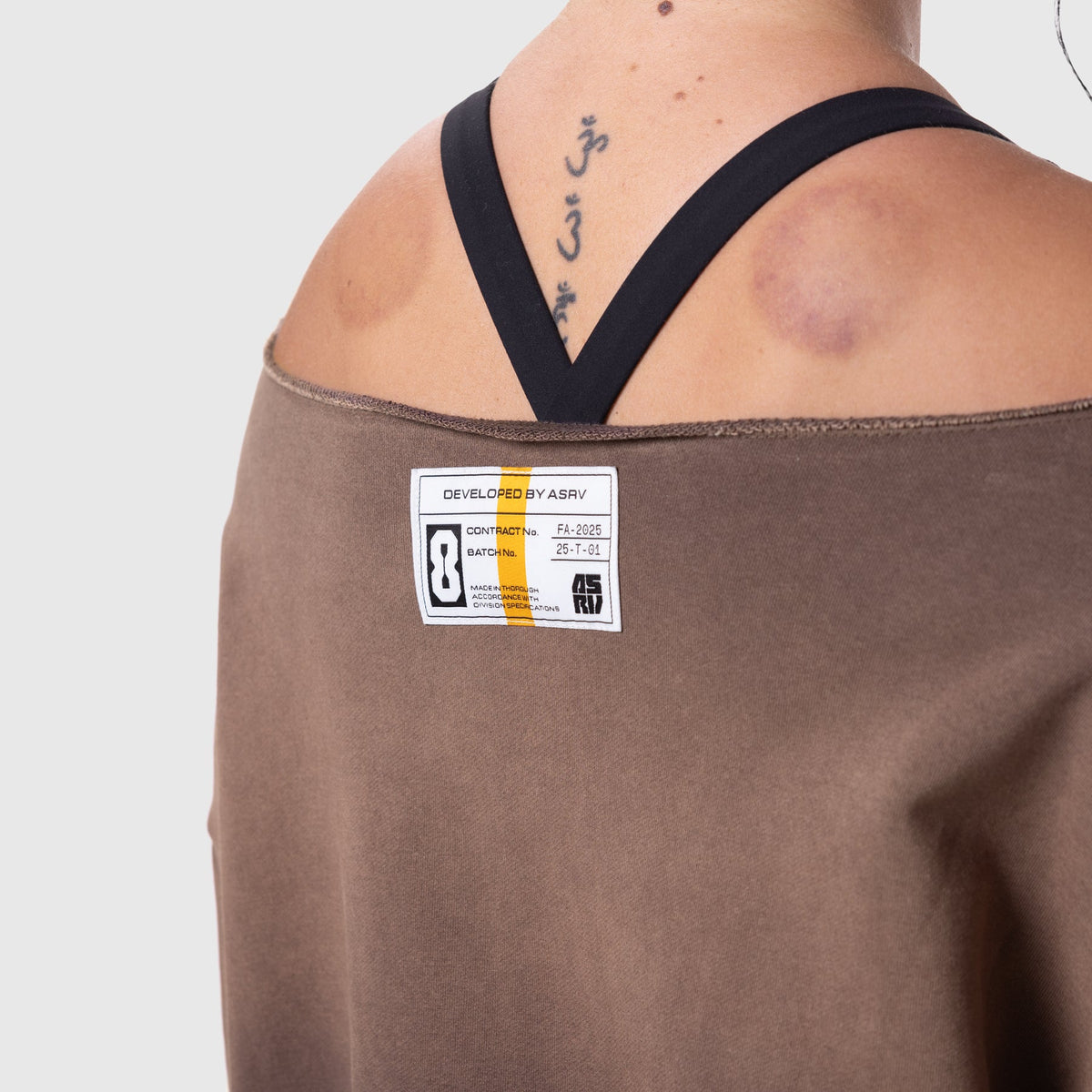 W049. Raw Hem Oversized Crewneck - Dark Earth Sun Fade | ASRV