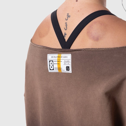 W049. Raw Hem Oversized Crewneck - Dark Earth Sun Fade | ASRV