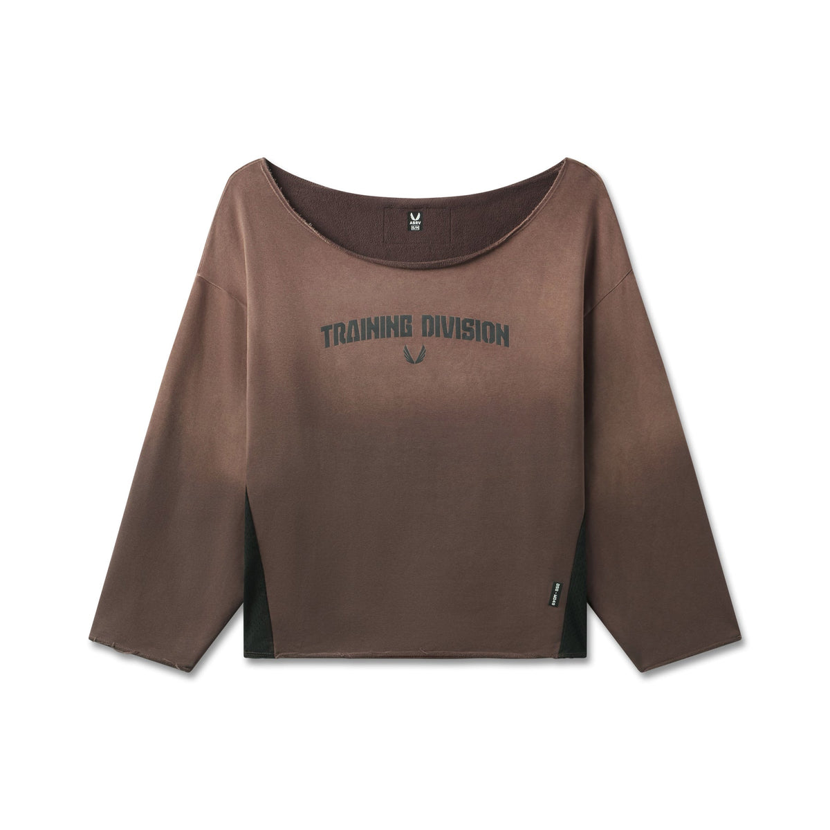 W049. Raw Hem Oversized Crewneck - Dark Earth Sun Fade | ASRV